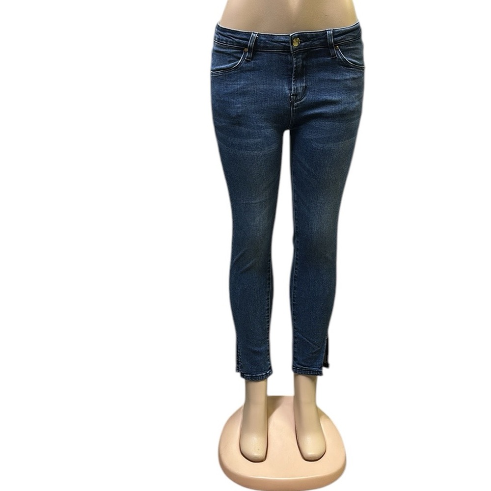 J Brand Ruby Mid Rise Denim Slit Ankle Skinny Medium Wash Blue Jeans Womens 28